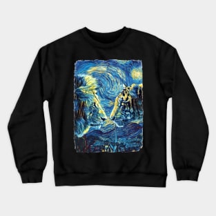 Lion And Tiger Van Gogh Style Crewneck Sweatshirt